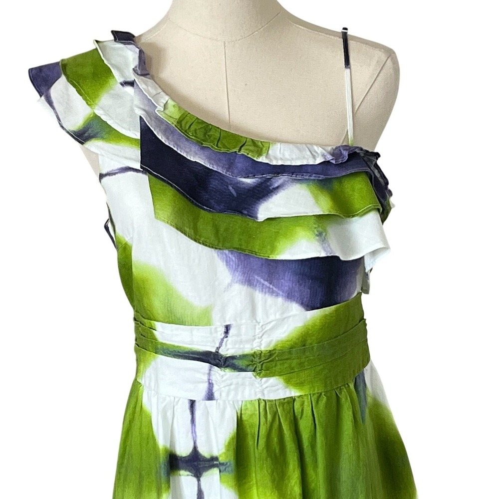 Busayo Collective Tie Dye Maxi Dress Ruffle One Shoulder Tiered 8 Resort Derby - Picture 7 of 14